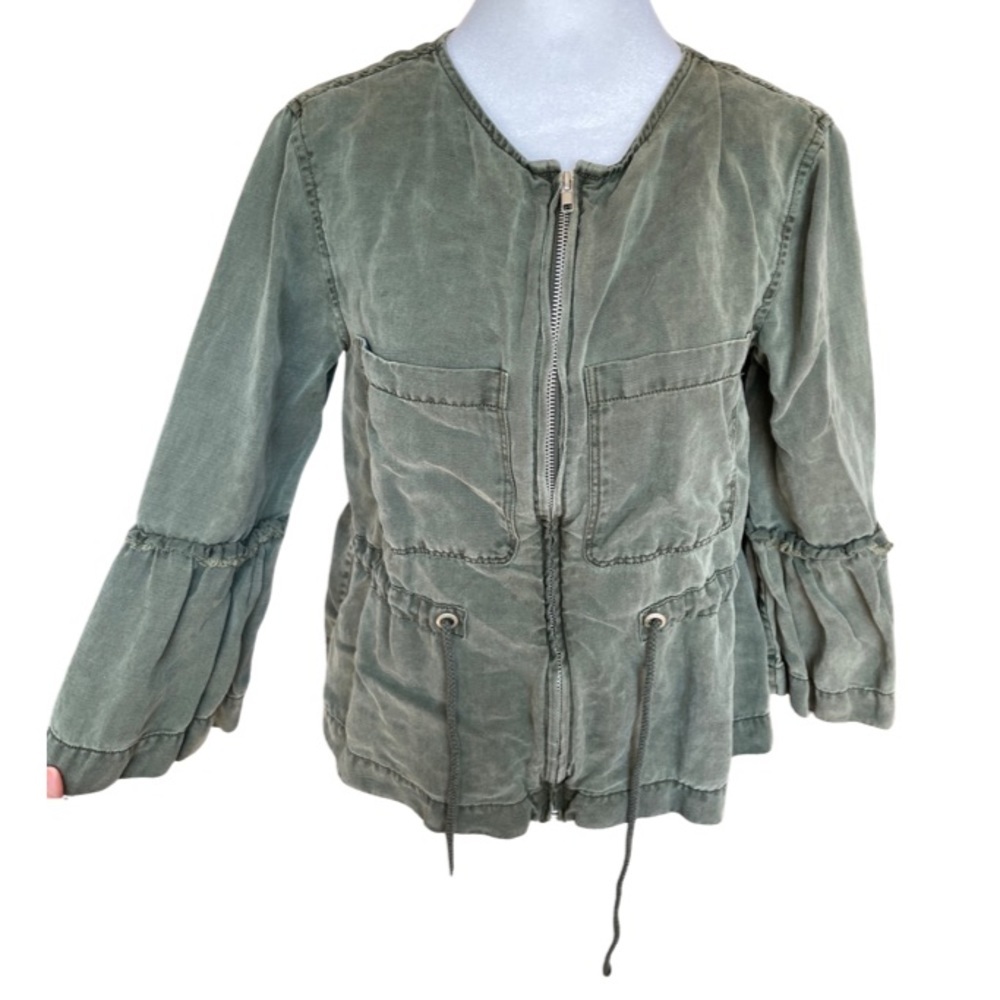 Sanctuary army green zip up jacket with sleeve detail XS - Picture 1 of 5